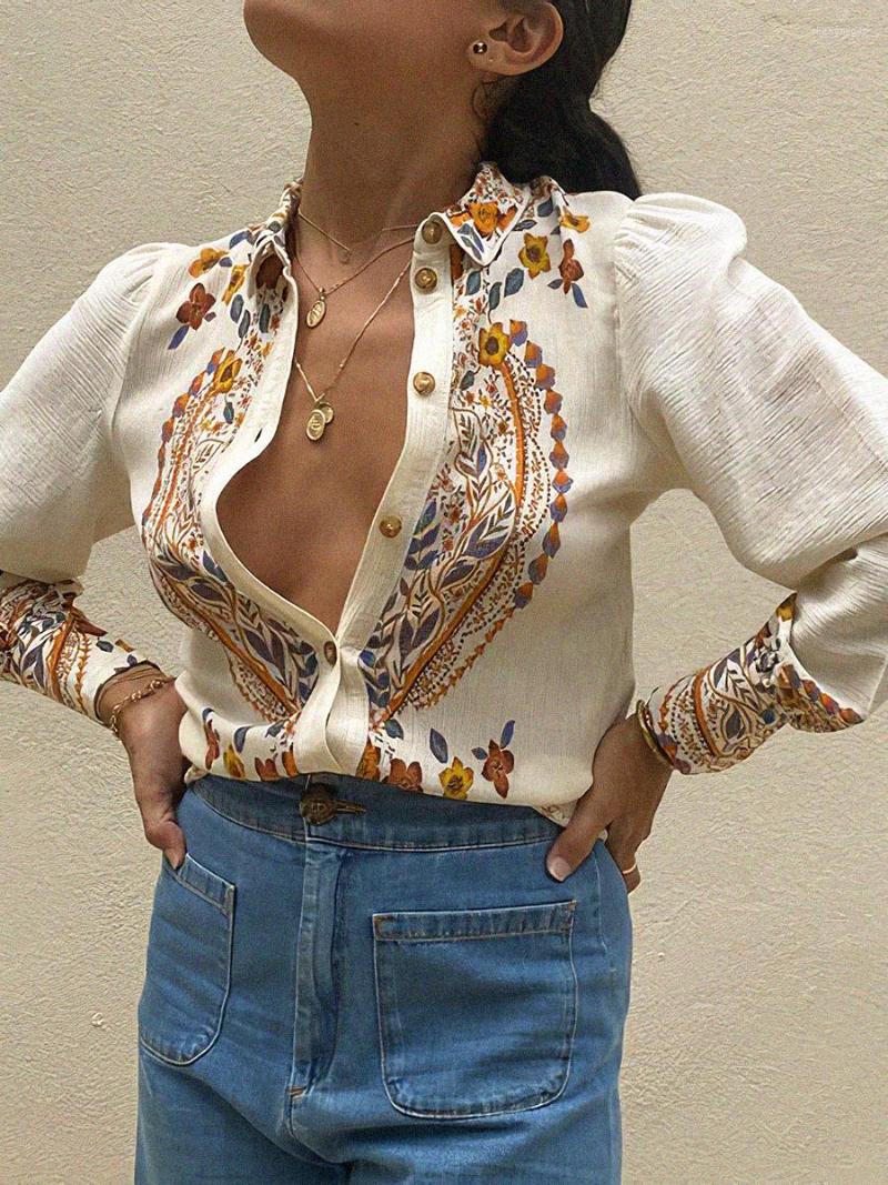 Women' Blouses Floral Printed Women Turn-down Collar Single Breasted Casual Shirts Top 2023 Spring Femme Elegant Vintage Chemises, Beige
Women' Blouses Floral Printed Women Turn-down Collar Single Breasted Casual Shirts Top 2023 Spring Femme Elegant Vintage Chemises, Beige
