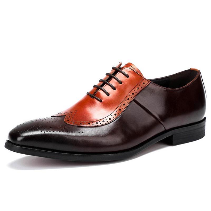 Dress Shoes Retro Carving Genuine Leather Brogue Wedding Men Business Office Work Mens Evening Party Big Yards 45 46, Auburn