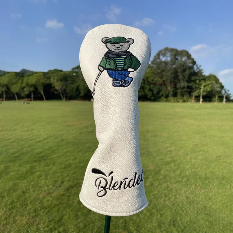 Other Golf Products 3 Colors Bear PU Leather Golf Club Headcover Set Golf 460CC Driver FW Fariway Wood Hybird Cover And Iron Cover Putter 231113