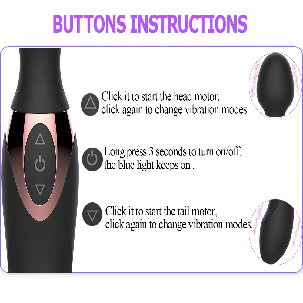 Vibrators USB Charg10 Speeds Powerful for Women Magic Dual Motors Wand Body Massager Female Sex Toys GSpot Adult 231113