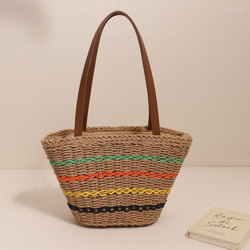 Evening Bags Large Capacity Colorful Striped Pattern Women's Tote Hand Woven Ladies Straw Bag Summer Travel And Vacation Beach Shoulder, Beige
Evening Bags Large Capacity Colorful Striped Pattern Women's Tote Hand Woven Ladies Straw Bag Summer Travel And Vacation Beach Shoulder, Beige