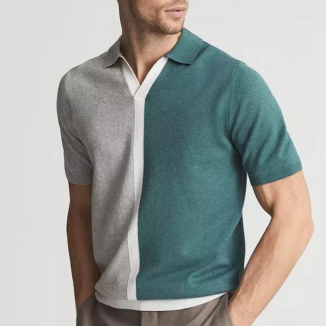 Men's T Shirts Men's Polo Collar Contrast Knitted Shirt Short Sleeve Casual Pullover T-shirt, Green
Men's T Shirts Men's Polo Collar Contrast Knitted Shirt Short Sleeve Casual Pullover T-shirt, Green