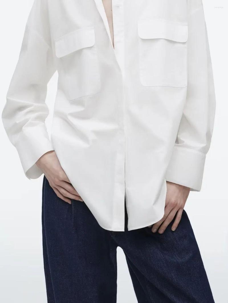 Women' Blouses Summer Women' White Lapel Single Breasted Three-dimensional Pocket Long Sleeve Loose Shirt Top Chic British Style
Women' Blouses Summer Women' White Lapel Single Breasted Three-dimensional Pocket Long Sleeve Loose Shirt Top Chic British Style