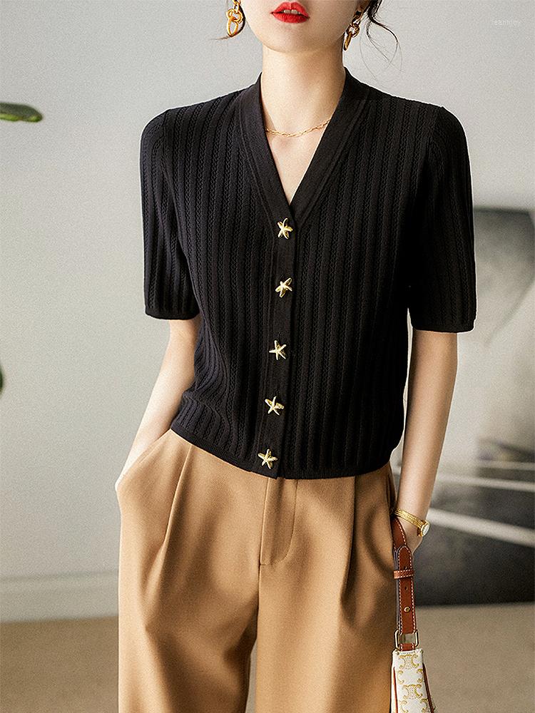 Women's T Shirts BOBOKATEER Fashion Women Clothing 2023 Gold Buttoned Tshirts Femme V Neck Tee Shirt Woman Camisetas De Mujer Casual Knitted, Black
Women's T Shirts BOBOKATEER Fashion Women Clothing 2023 Gold Buttoned Tshirts Femme V Neck Tee Shirt Woman Camisetas De Mujer Casual Knitted, Black