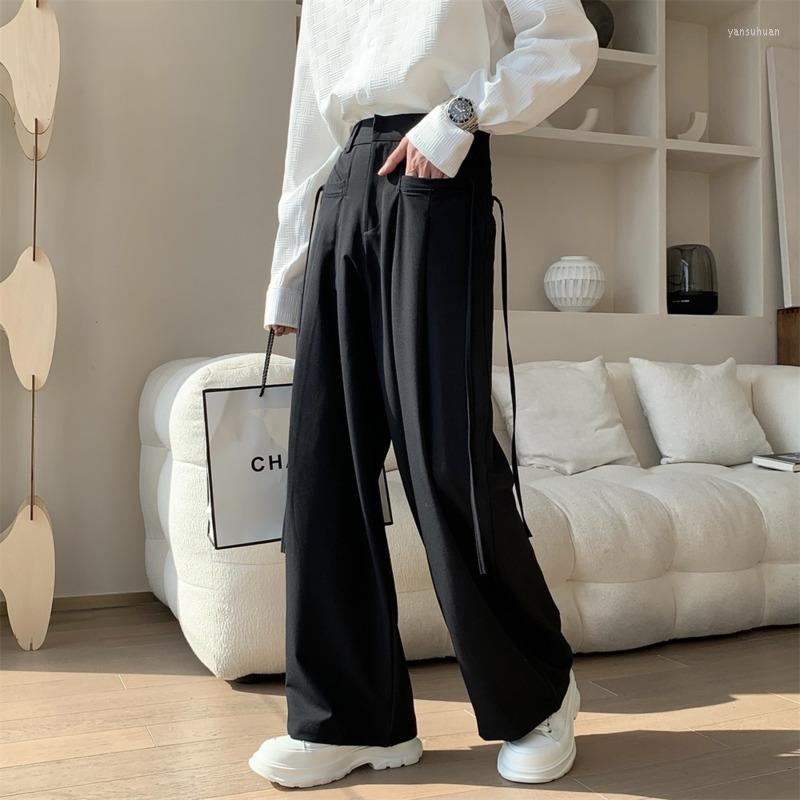 

Men's Suits Black Apricot Society Straight Suit Mens Oversized Pants Dress Fashion Korean Loose Men Casual Formal