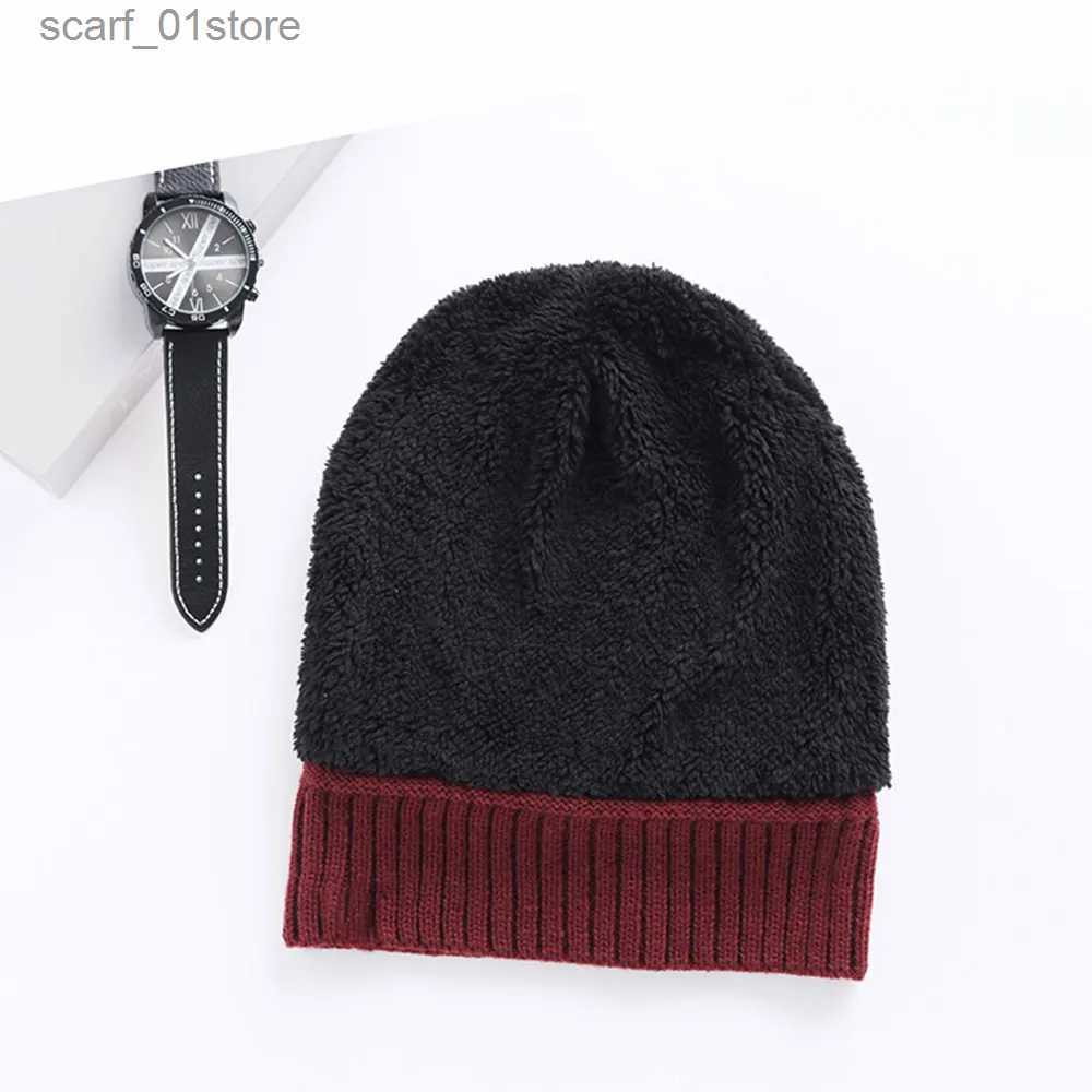 Hats Scarves Sets Autumn Winter Men Women Knitted Thickened Warm Wool HaT Scarf G 3 Piece SetL231113
