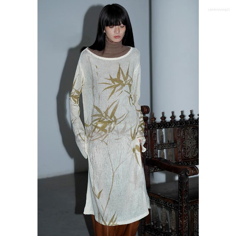 Women's Knits Women's Printed Bamboo Leaves Long Top With Knitted Style Sleeve Cotton Yarn Mesh Models Spring Chinese, Beige
Women's Knits Women's Printed Bamboo Leaves Long Top With Knitted Style Sleeve Cotton Yarn Mesh Models Spring Chinese, Beige