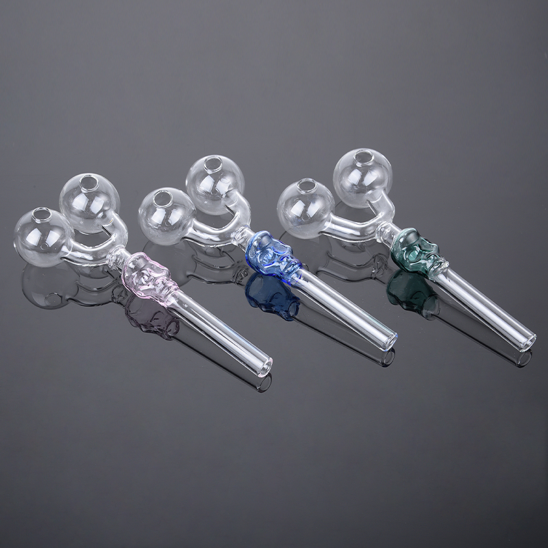 Mini Pipe Oil Burner Double Burner Pipes 5.5 Inch Colorful Skull Glass Pipe Pyrex Heady Glass Smoking Pipes SW29