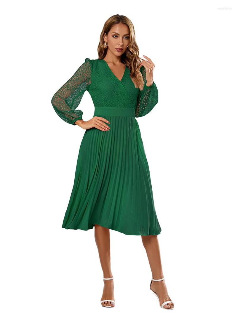 Casual Dresses Women Spring Autumn Midi Dress Long Sleeve V Neck Pleated Lace Patchwork, Black
Casual Dresses Women Spring Autumn Midi Dress Long Sleeve V Neck Pleated Lace Patchwork, Black