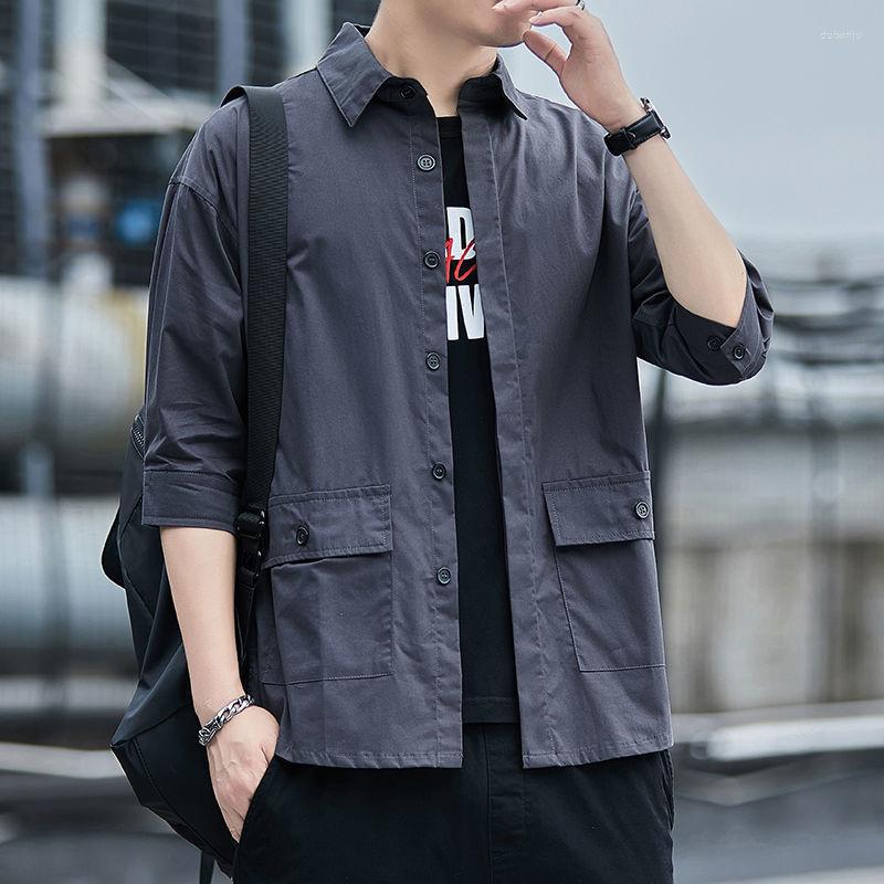 Men's Casual Shirts Men's Short Summer Thin Fashion Loose Three Quarter Sleeve Shirt Jacket Korean Version Work Top, Dark grey
Men's Casual Shirts Men's Short Summer Thin Fashion Loose Three Quarter Sleeve Shirt Jacket Korean Version Work Top, Dark grey