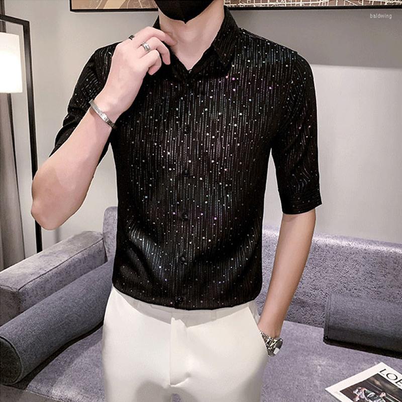 Men's Casual Shirts Half Sleeved Colorful Sequins Shirt Men Summer Spring Buttons Korean Camisa Masculina Night Club Stage Wear Men's, Black
Men's Casual Shirts Half Sleeved Colorful Sequins Shirt Men Summer Spring Buttons Korean Camisa Masculina Night Club Stage Wear Men's, Black