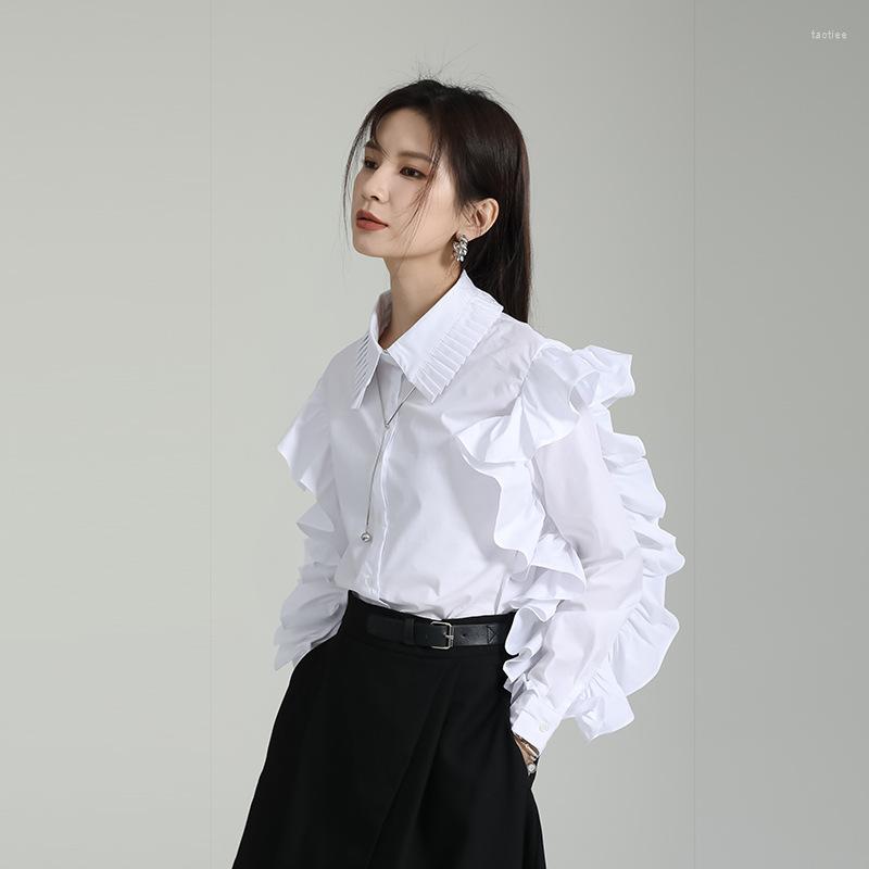 Women' Blouses 2023 Korean Style Pleated Lapel Shirt White Elegant Lotus Leaf Sleeve Lace Women Casual Loose Blouse Streetwear, Black
Women' Blouses 2023 Korean Style Pleated Lapel Shirt White Elegant Lotus Leaf Sleeve Lace Women Casual Loose Blouse Streetwear, Black