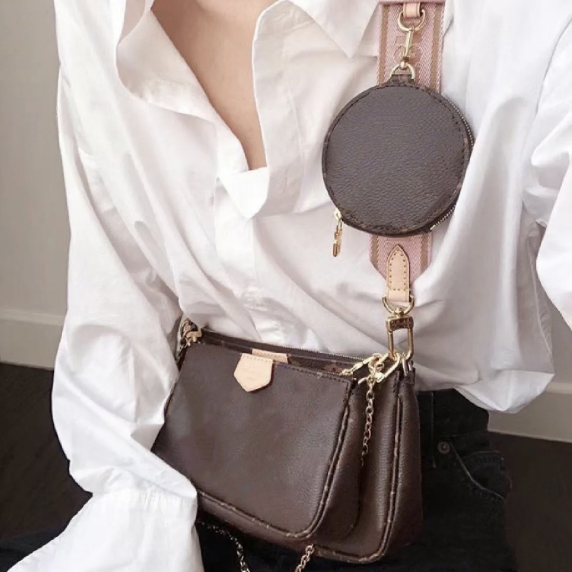 5A Three-Piece Shoulder Bags Designer Brand Multi Pochette Accessoires Shoulder Bags M44840 Mini Detachable Round Zip Coin Purse Single Crossbody Bag, Rose strap
5A Three-Piece Shoulder Bags Designer Brand Multi Pochette Accessoires Shoulder Bags M44840 Mini Detachable Round Zip Coin Purse Single Crossbody Bag, Rose strap