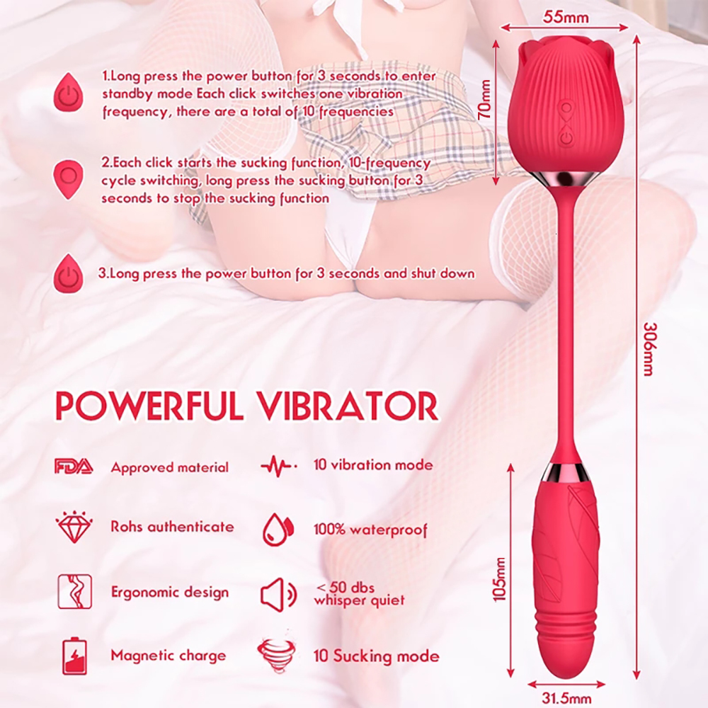 Vibrators Rose Sucking Vibrator for Women Egg Dildo Nipple Clit Stimulator Vibrating Vibrators Clitoris Sucker Vibator Sex Toy for Women 230413