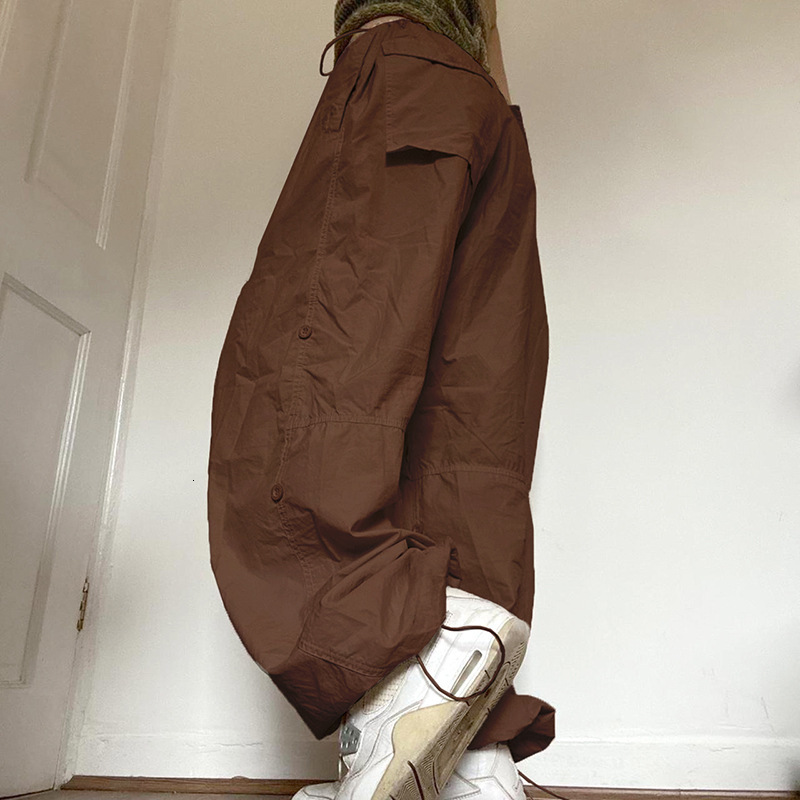 Women's Pants Capris Women Casual Joggers Pants Vintage Hip Hop Low Waist Solid Baggy Trousers Y2K Fashion Streetwear Drawstring Wide Leg Cargo P
