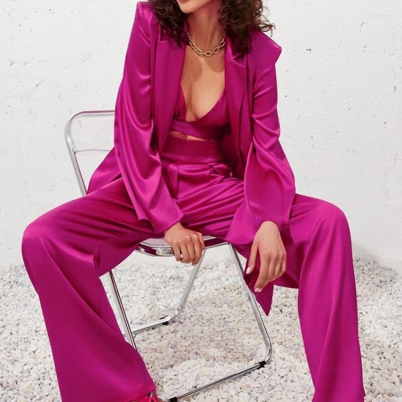 Women' Two Piece Pants Spring Fall Women Satin Blazers Coat OL Suits Jacket Cardigan Hanging Neck Faux Silk Lace Up Tank Tops Long 3pcs Set, White
Women' Two Piece Pants Spring Fall Women Satin Blazers Coat OL Suits Jacket Cardigan Hanging Neck Faux Silk Lace Up Tank Tops Long 3pcs Set, White