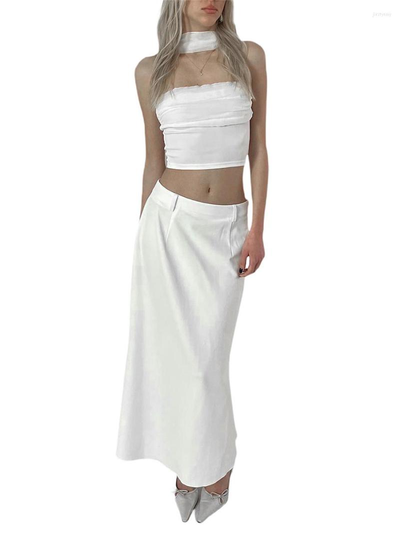 Work Dresses Women Tops Skirt Suit Sleeveless Off Shoulder Crop Vest Solid Color Wrapped Scarves, White
Work Dresses Women Tops Skirt Suit Sleeveless Off Shoulder Crop Vest Solid Color Wrapped Scarves, White