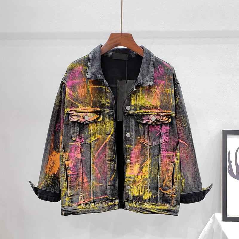 Women's Jackets Streetwear Fashion Graffiti Black Denim Jacket Women Outwear Autumn Big Size Loose Short Jeans Coat Female Chaqueta Mujer
Women's Jackets Streetwear Fashion Graffiti Black Denim Jacket Women Outwear Autumn Big Size Loose Short Jeans Coat Female Chaqueta Mujer