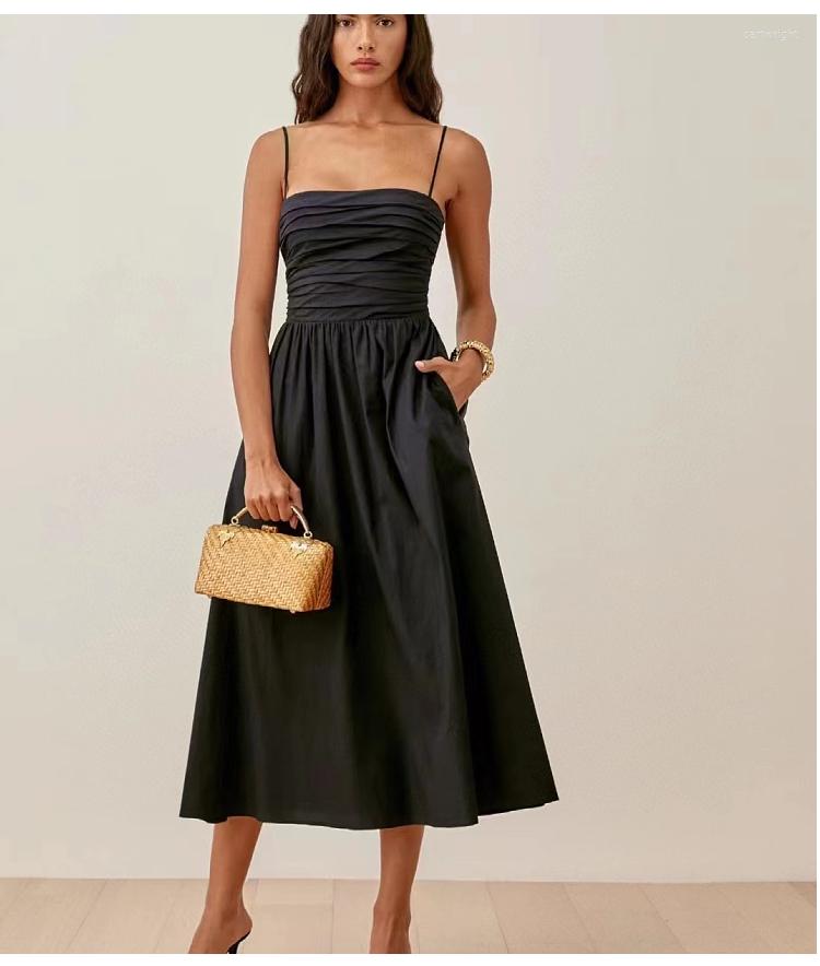 Casual Dresses 2023 Resort Style Pleated Bra Suspender High Waist A-line Cotton Dress, Black
Casual Dresses 2023 Resort Style Pleated Bra Suspender High Waist A-line Cotton Dress, Black