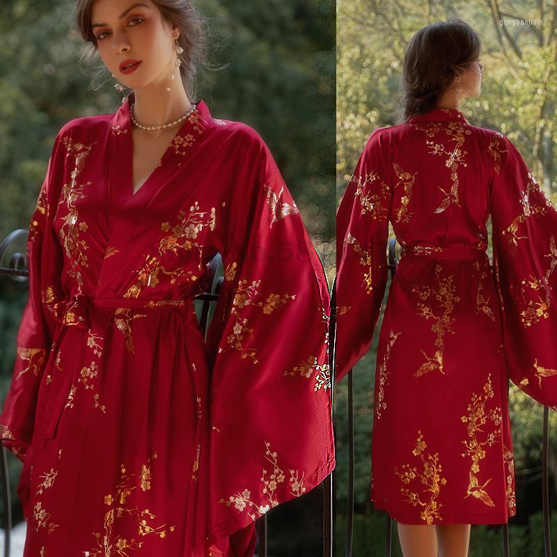 Women's Sleepwear Bridal Morning Gown Ladies Golden Printed Wedding Bridesmaid Team Kimono Satin Long Style Bathrobe Home Clothes, Red
Women's Sleepwear Bridal Morning Gown Ladies Golden Printed Wedding Bridesmaid Team Kimono Satin Long Style Bathrobe Home Clothes, Red