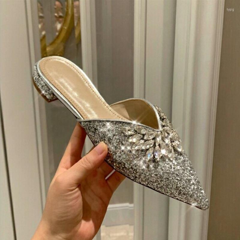 Sandals Rhinestone Shinning Silver Slippers Fashion Women Flip Flop Outside Beach Shoe Diamond Flat Heels Pointed Toe, Picture shown
Sandals Rhinestone Shinning Silver Slippers Fashion Women Flip Flop Outside Beach Shoe Diamond Flat Heels Pointed Toe, Picture shown