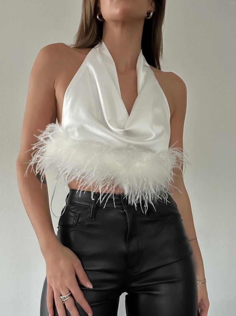 Women' Tanks Women Solid Color Tank Tops Feather Trim Halter Neck Tie-Up Backless Sleeveless Vests Summer Slim Fit Crop M L, White
Women' Tanks Women Solid Color Tank Tops Feather Trim Halter Neck Tie-Up Backless Sleeveless Vests Summer Slim Fit Crop M L, White
