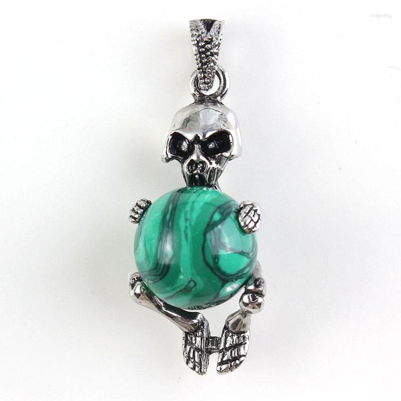 Pendant Necklaces FYSL Silver Plated Skeleton With Malachite Stone Bead For Halloween Gift Red Agates Jewelry
Pendant Necklaces FYSL Silver Plated Skeleton With Malachite Stone Bead For Halloween Gift Red Agates Jewelry