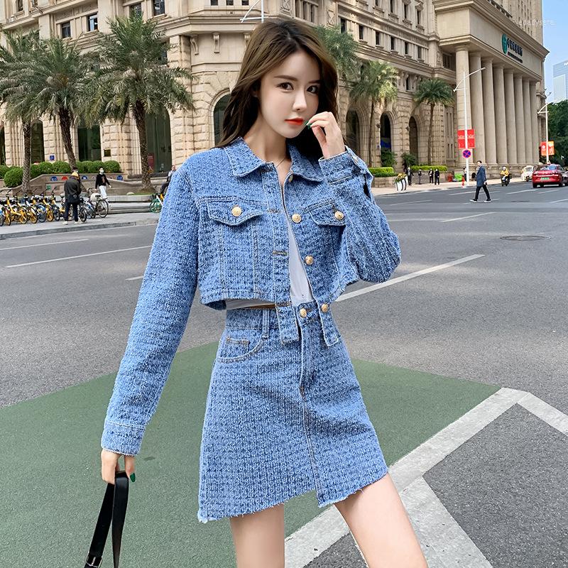 Work Dresses Denim Skirt Suit Women' Spring And Autumn Korean Version Small Fragrance Design Feeling Two-piece Set, Blue
Work Dresses Denim Skirt Suit Women' Spring And Autumn Korean Version Small Fragrance Design Feeling Two-piece Set, Blue