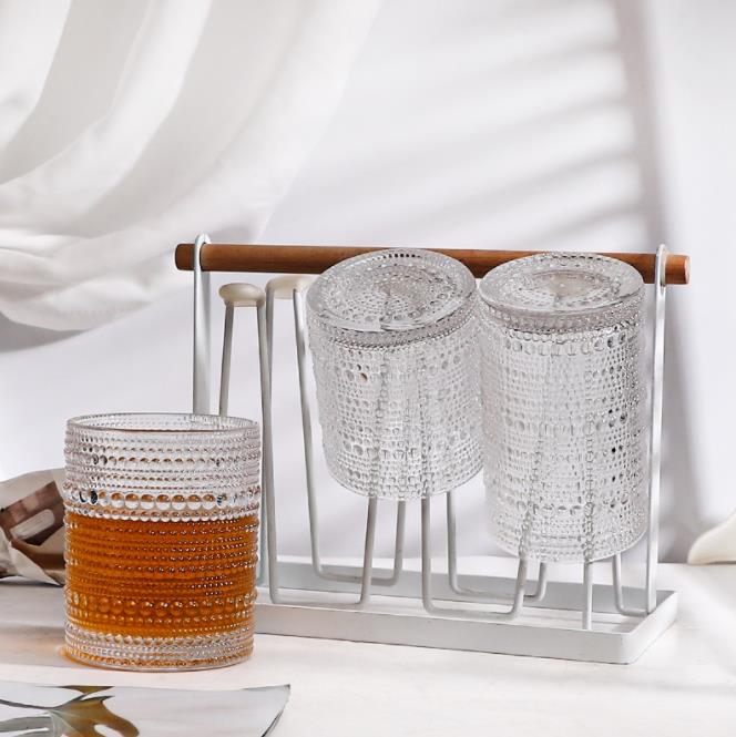 Vintage Drinking Glasses Clear Hobnail Glasses Tumbler Embossed Design Glassware