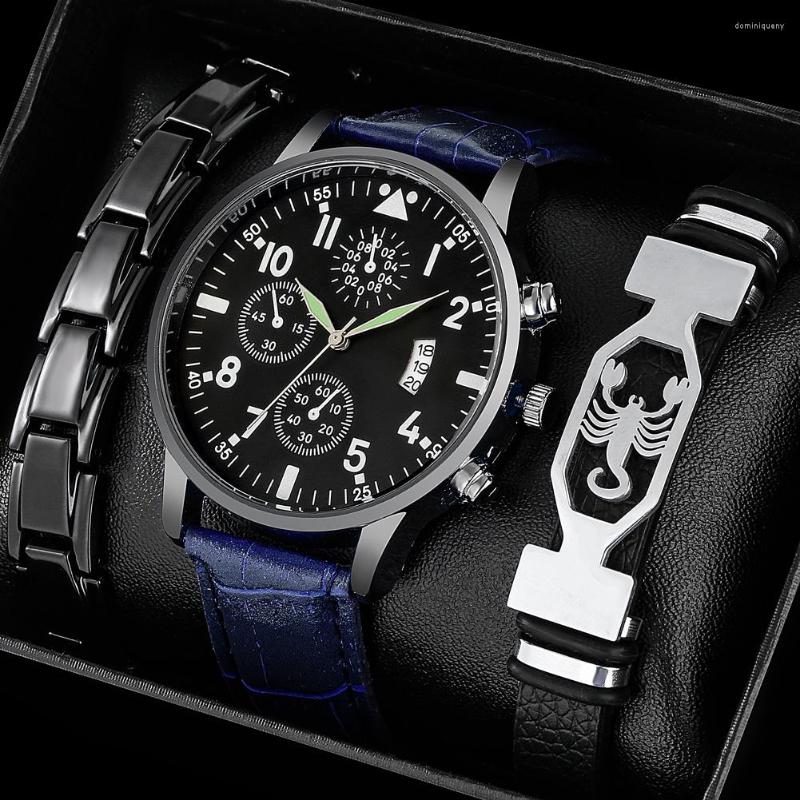 Wristwatches 2023 Fashion Quartz Calendar Leather Watch For Men With 2 Pcs Bracelets Beautiful Creative Birthday Gift Set Box Father Dad, Watch gift set a
Wristwatches 2023 Fashion Quartz Calendar Leather Watch For Men With 2 Pcs Bracelets Beautiful Creative Birthday Gift Set Box Father Dad, Watch gift set a
