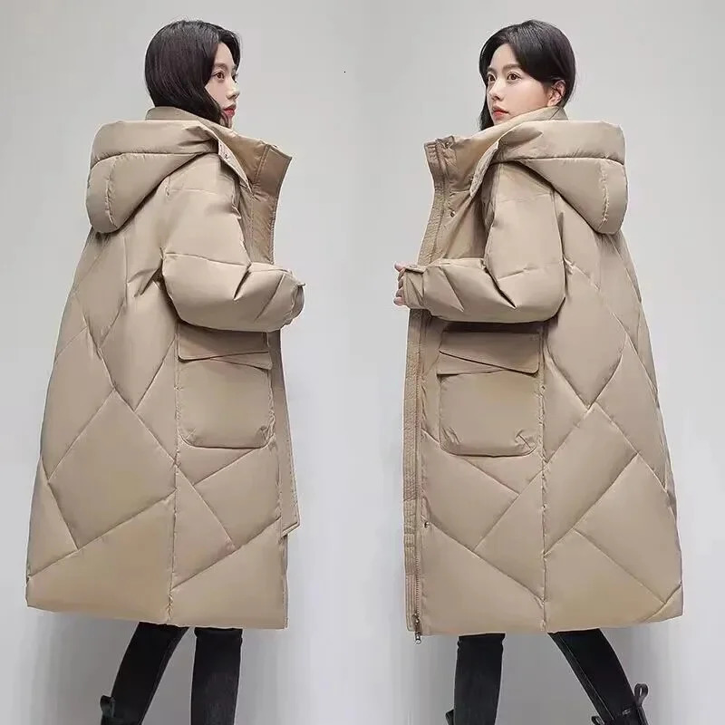 Womens Down Parkas Winter Women Parka Hooded Jackets Thicken Warm Cottonpadded Puffer Coats Casual Long Clothes Loose Outerwear 231114