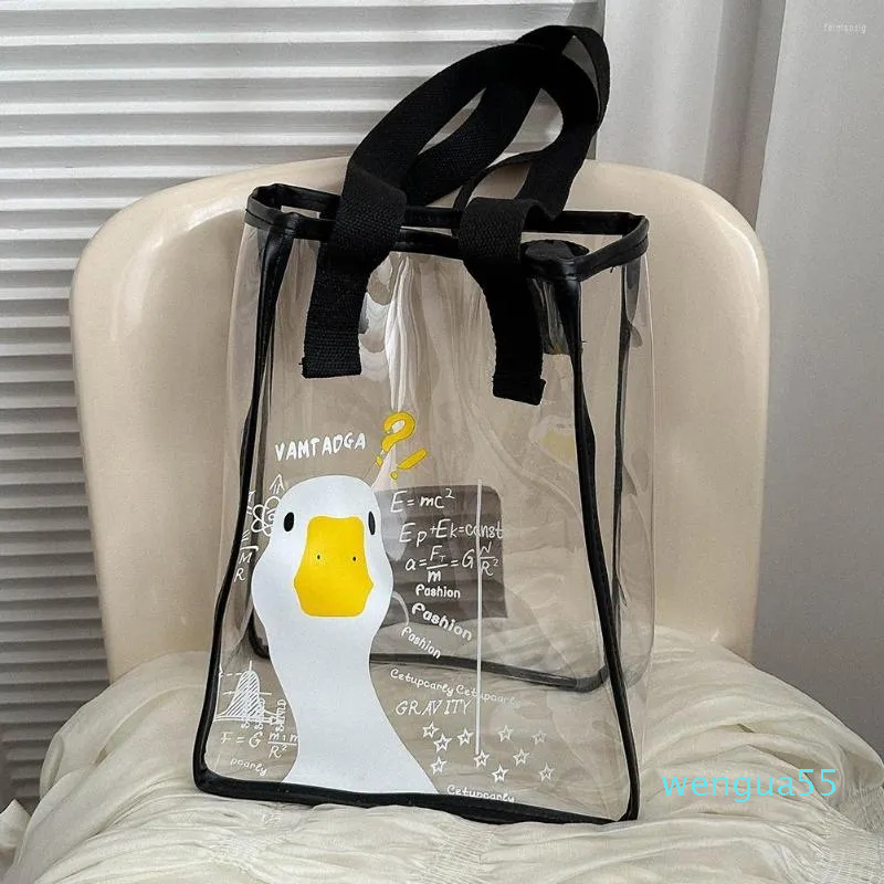Evening Bags PVC Female Hand Bag Duck Printed Transparent Top-handle Large Capacity Casual Fashion Portable Waterproof For Beach Travel, Black
Evening Bags PVC Female Hand Bag Duck Printed Transparent Top-handle Large Capacity Casual Fashion Portable Waterproof For Beach Travel, Black