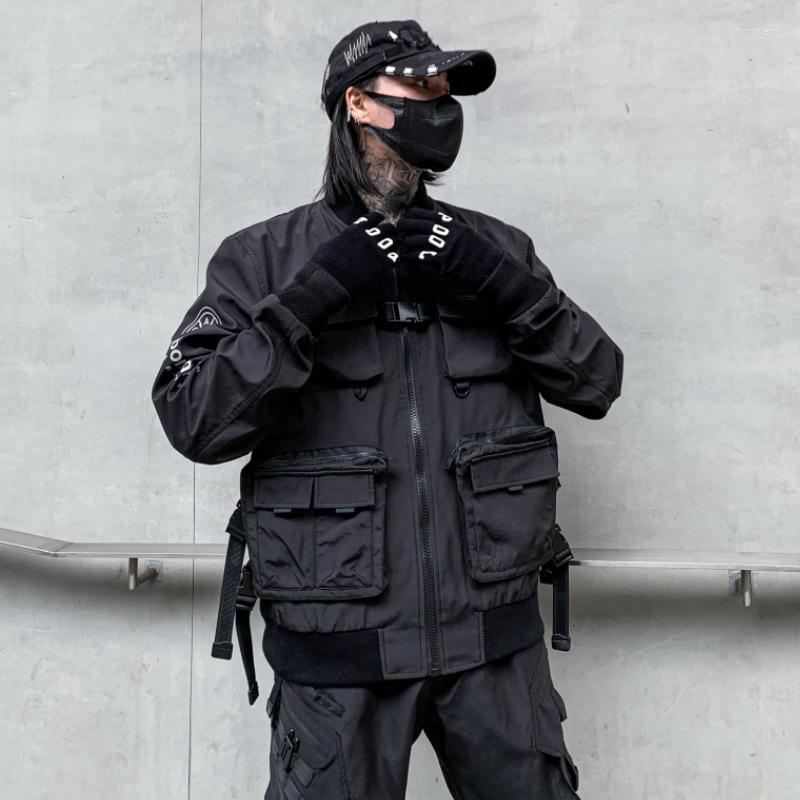 

Men's Jackets 2023 Techwear Tactical Cargo Jacket With Many Pockets Men Vintage Hip Hop Windbreaker Street Casual Bomber And Coats, Black