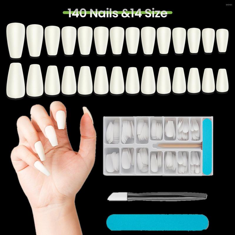 False Nails 140Pcs 14 Sizes Matte Natural Color Long Nail Tips Full Cover Frosted Coffin Extension Art Showing, Nude
False Nails 140Pcs 14 Sizes Matte Natural Color Long Nail Tips Full Cover Frosted Coffin Extension Art Showing, Nude