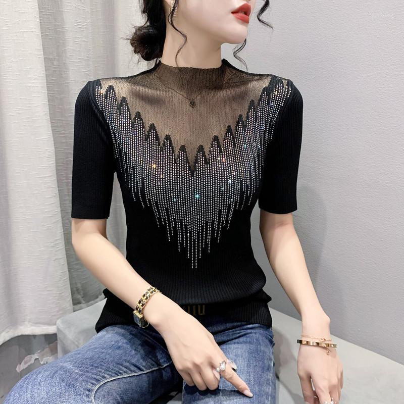 Women's T Shirts Knit Summer Tops Women Clothing Sexy Hollow Out Drilling T-Shirt Bright Silk Short Sleeve Knitted Tees Pullover Women's, Purple
Women's T Shirts Knit Summer Tops Women Clothing Sexy Hollow Out Drilling T-Shirt Bright Silk Short Sleeve Knitted Tees Pullover Women's, Purple