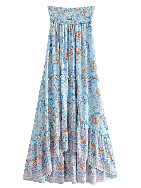 Skirts Vintage Chic Summer Fashion Women Floral Print Beach Bohemian Long Skirts High Elastic Waist Maxi A-Line Boho Skirt Femme 230414