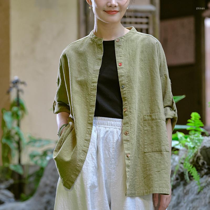 Women's Blouses Johnature Women Chinese Style Linen Shirts And Tops 2023 Spring Stand Long Sleeve Solid Color Button Pockets, Green yellow
Women's Blouses Johnature Women Chinese Style Linen Shirts And Tops 2023 Spring Stand Long Sleeve Solid Color Button Pockets, Green yellow