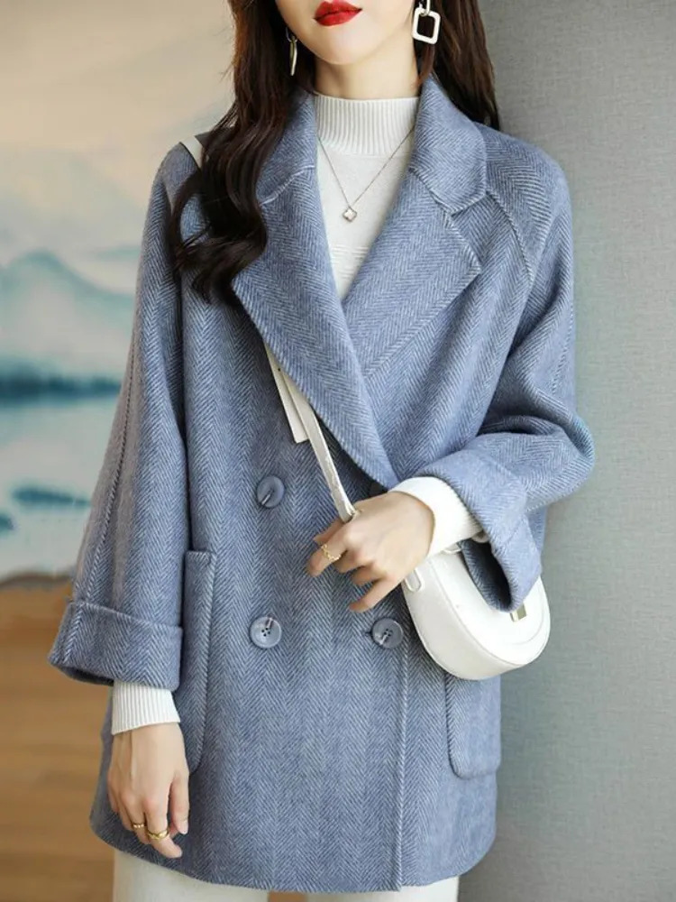 Womens Wool Blends Coat Elegance Coats and Jackets Women In Autumn Winter Jacket Korean Style Long Sleeve Office Lady Trench 231114