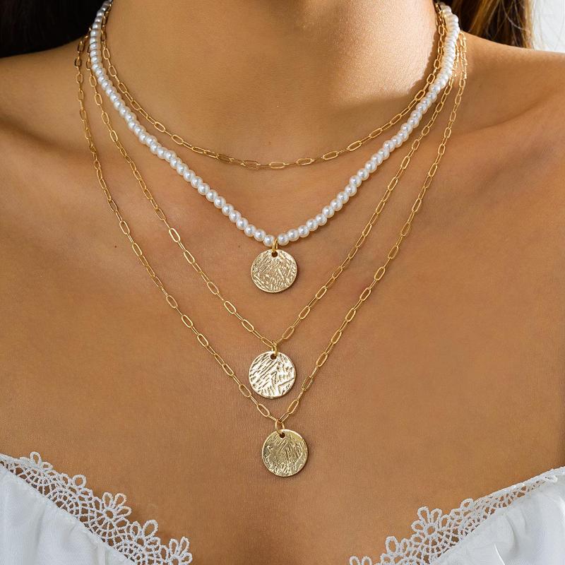 Chains Ethnic Metal Pitted Surface Round Tag Pendant Necklace Women Vintage Pearl Chain Jewelry Fashion Multilayer Punk Choker
Chains Ethnic Metal Pitted Surface Round Tag Pendant Necklace Women Vintage Pearl Chain Jewelry Fashion Multilayer Punk Choker