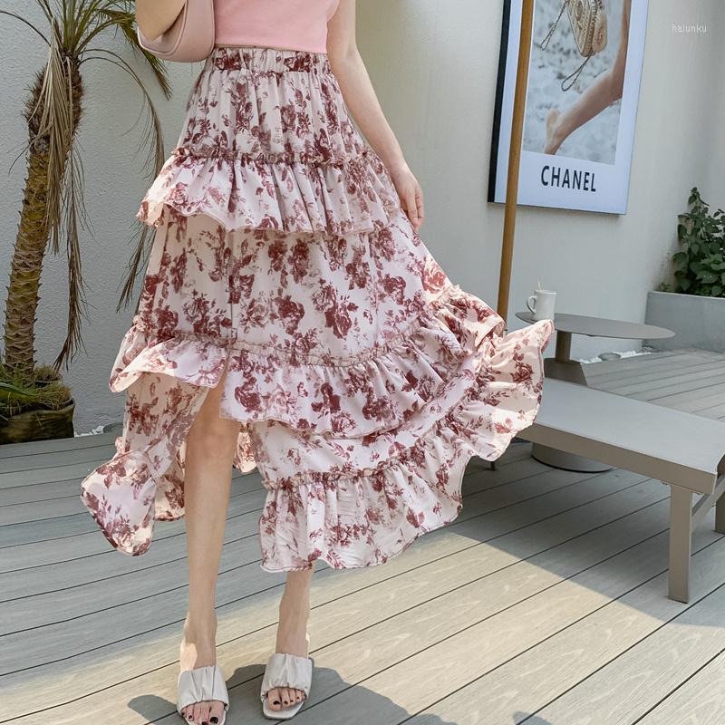 Skirts Long Women Elegant Floral Print High Waist Cake Summer Chiffon Slit Ladies Sweet Irregular Ball Gown P367, Black
Skirts Long Women Elegant Floral Print High Waist Cake Summer Chiffon Slit Ladies Sweet Irregular Ball Gown P367, Black