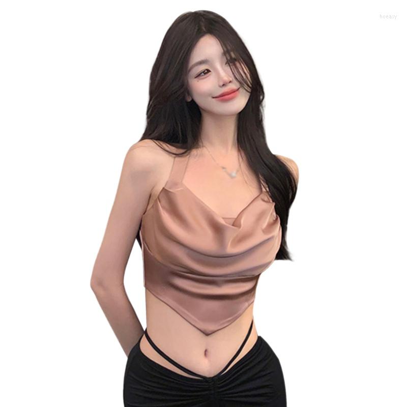 Women's Tanks Sexy Satin Halter Camisole For Women Korean Version V-neck Pleated Tank Top Girly Summer Casual Versatile Crop, Pink
Women's Tanks Sexy Satin Halter Camisole For Women Korean Version V-neck Pleated Tank Top Girly Summer Casual Versatile Crop, Pink