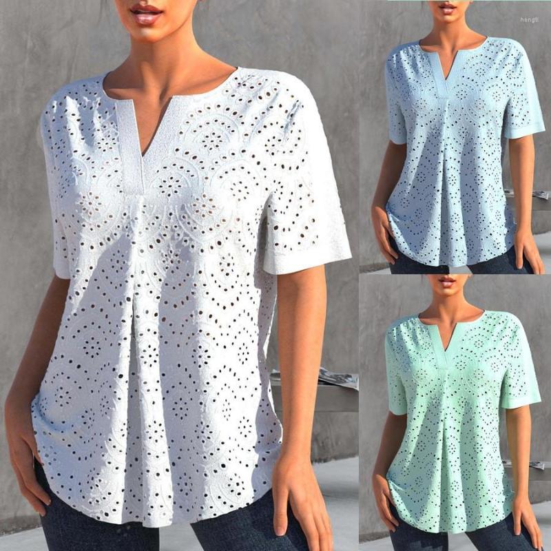 Women' Blouses Women' Blouse 2023 Spring And Summer Solid V-neck Shirt Embroidered Hollow Short-sleeved Beach Mujer, White
Women' Blouses Women' Blouse 2023 Spring And Summer Solid V-neck Shirt Embroidered Hollow Short-sleeved Beach Mujer, White