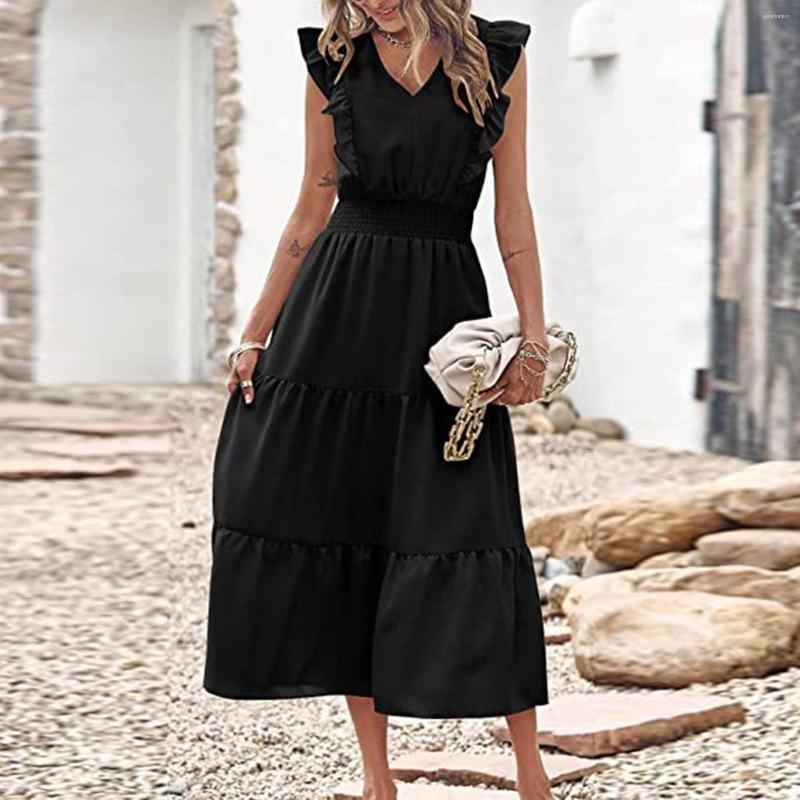 Casual Dresses Women's Elegant Wood Ear Trim Sleeveless V Neck Waist Pleat Dress Cute Womens For Summer, Navy
Casual Dresses Women's Elegant Wood Ear Trim Sleeveless V Neck Waist Pleat Dress Cute Womens For Summer, Navy