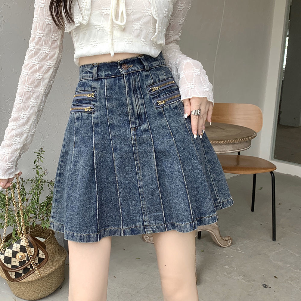 Skirts Denim Skirt Women High Waist Pleated Skirt Large Size Oversized Kawaii Fashion Casual Gothic Loose Mini Skirt A Line Skirt 230414, Blue
Skirts Denim Skirt Women High Waist Pleated Skirt Large Size Oversized Kawaii Fashion Casual Gothic Loose Mini Skirt A Line Skirt 230414, Blue
