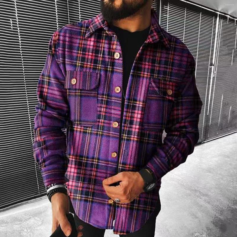 Men's T Shirts Male Autumn And Winter Casual Color Plaid Single Breasted Warm Thick Long Sleeve Shirt Jacket, Purple
Men's T Shirts Male Autumn And Winter Casual Color Plaid Single Breasted Warm Thick Long Sleeve Shirt Jacket, Purple