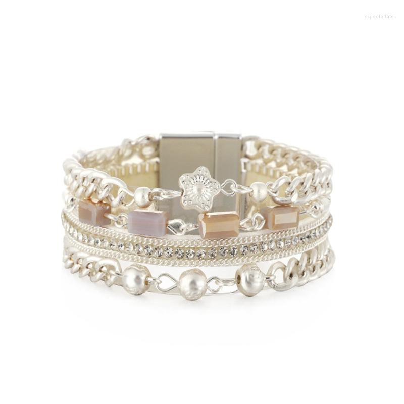 Strand Bracelet For Women Bohemia Style Magnetic Buckle Woven Inlay Crystal Multi-Layer Gift
Strand Bracelet For Women Bohemia Style Magnetic Buckle Woven Inlay Crystal Multi-Layer Gift