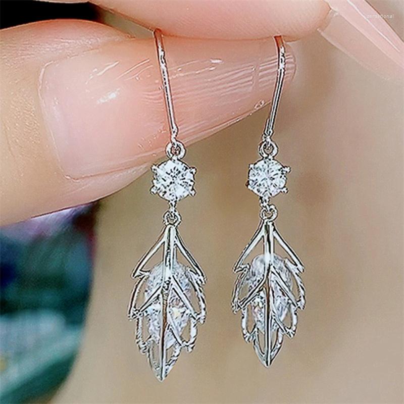 Dangle Earrings Luxury Female Crystal White Zircon Stone Drop Silver Color Boho Long Leaf Wedding For Women
Dangle Earrings Luxury Female Crystal White Zircon Stone Drop Silver Color Boho Long Leaf Wedding For Women