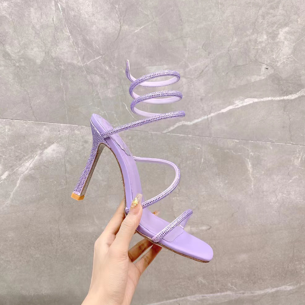 New Sandals Designer Shoes Women Fashion 10.5CM High Heels Rene Caovilla Wedding Shoe Rhinestone Decoration Snake Wrapped Square Toe Open Toe Sexy Party, Lilac
New Sandals Designer Shoes Women Fashion 10.5CM High Heels Rene Caovilla Wedding Shoe Rhinestone Decoration Snake Wrapped Square Toe Open Toe Sexy Party, Lilac