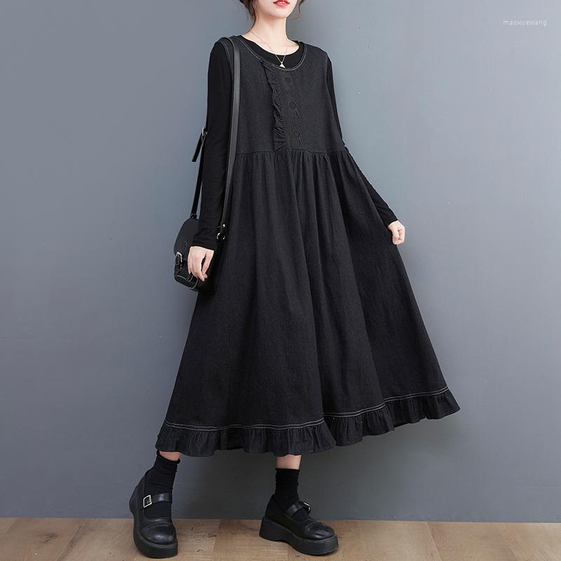 Casual Dresses European American Style Edible Tree Ruffle Chic Street Fashion Autumn Denim Dress Sleeveless Women Outwear, Black
Casual Dresses European American Style Edible Tree Ruffle Chic Street Fashion Autumn Denim Dress Sleeveless Women Outwear, Black
