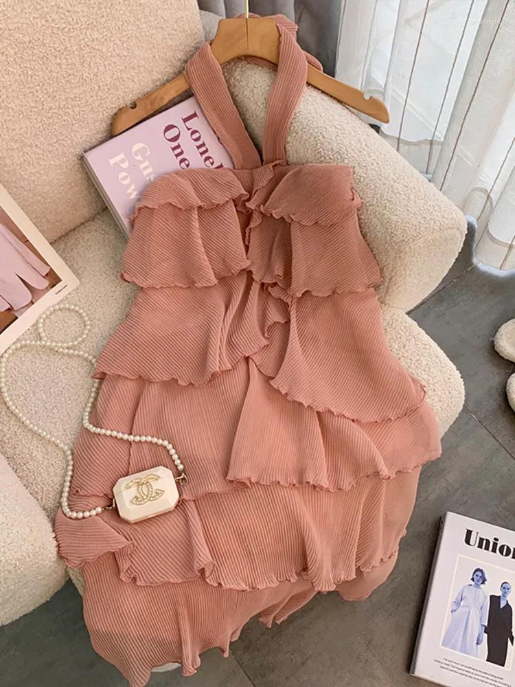 Casual Dresses Summer Halter Backless Women Sweet Ruffle Patchwork Lovely For Sleeveless Slash Neck Beach Holiday, Pink
Casual Dresses Summer Halter Backless Women Sweet Ruffle Patchwork Lovely For Sleeveless Slash Neck Beach Holiday, Pink